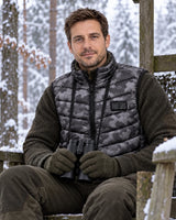 Veste chauffante sans manches camouflage PyreFit Piloto au quotidien en hiver : dans le mirador