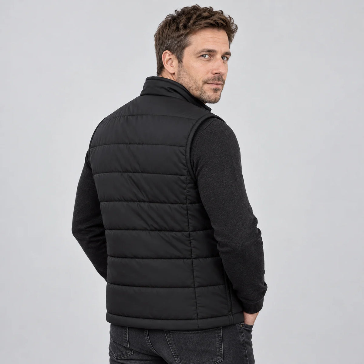 Unisex heated puffer vest PyreFit Pivotan, back view