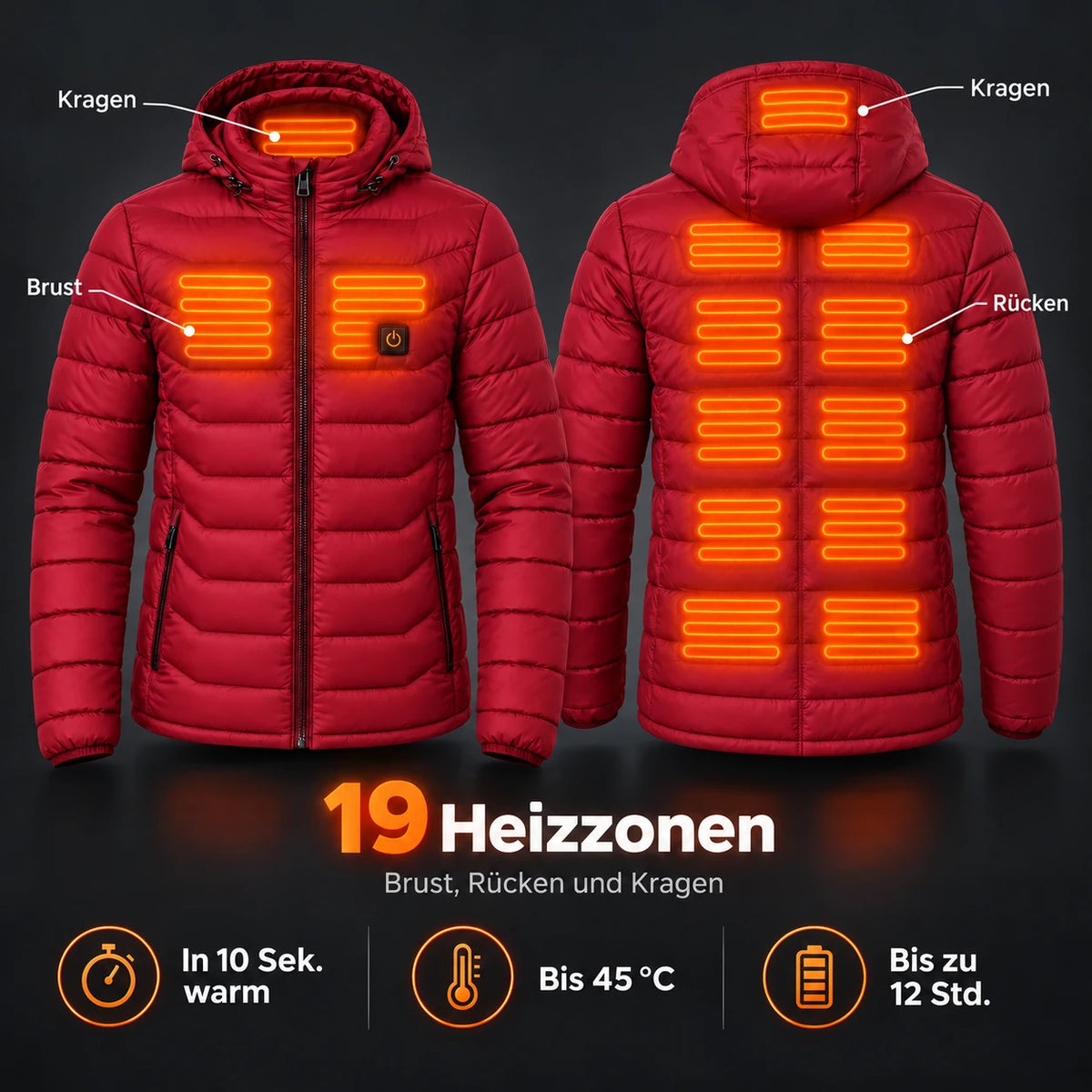 PyreFit Rangor en rouge – zones chauffantes