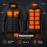 Manteau matelassé chauffant pour homme PyreFit Rangor : 19 zones chauffantes à la poitrine, au dos et au col