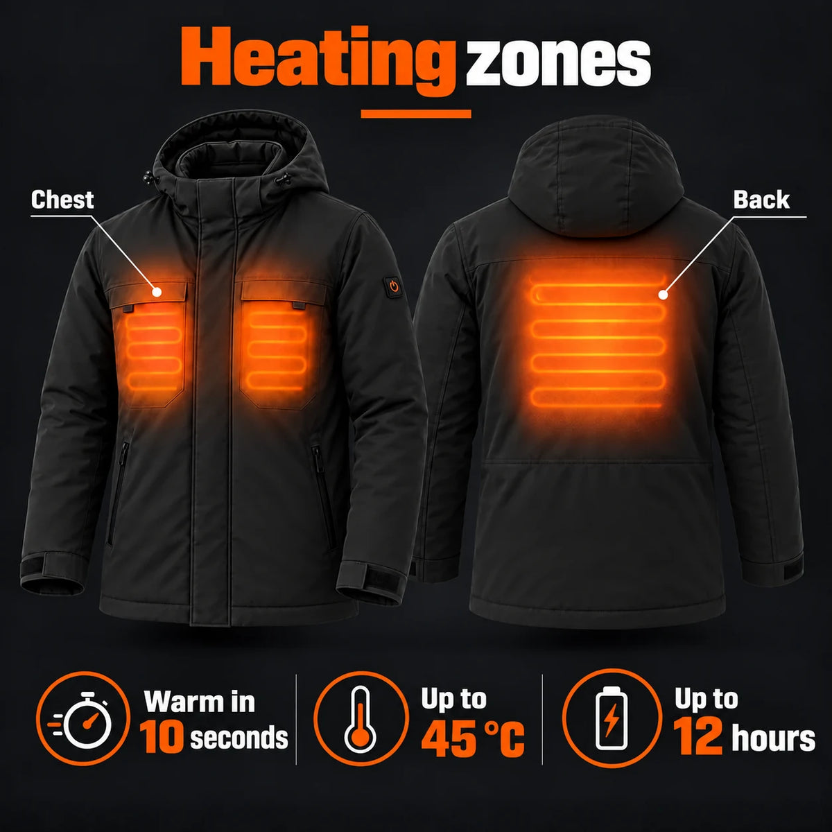 PyreFit Regaro in black – heating areas
