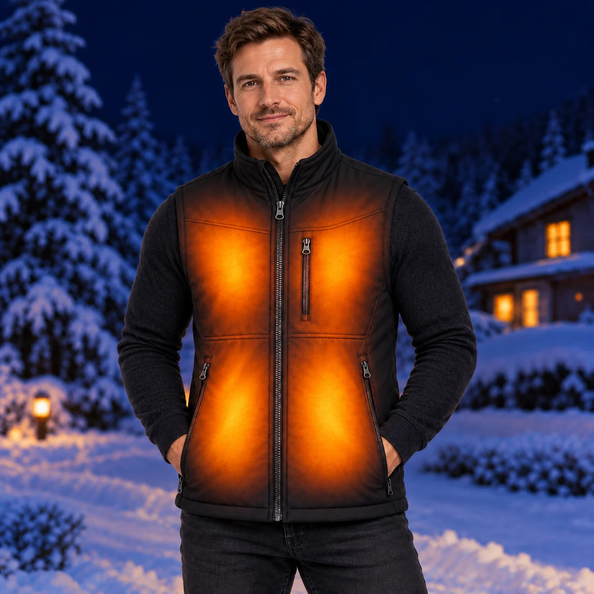Heated outdoor vest PyreFit Relior – warmth across the chest down to the lower back