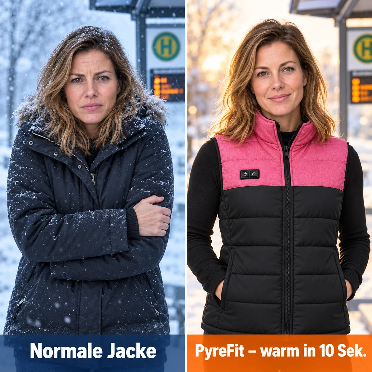 Comparaison : manteau d'hiver ordinaire et Rundor chauffant
