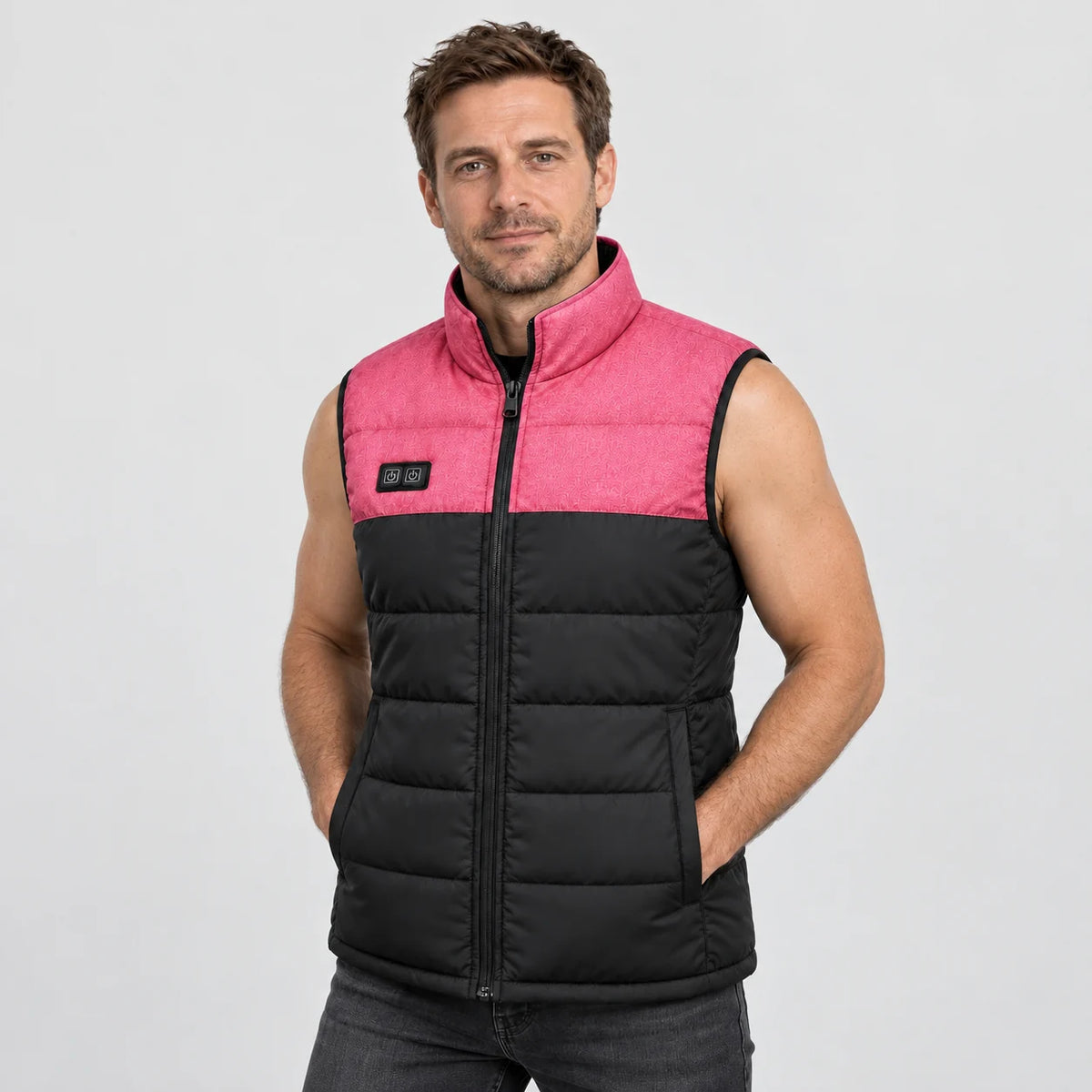 Unisex heated puffer vest PyreFit Rundor, worn, front view