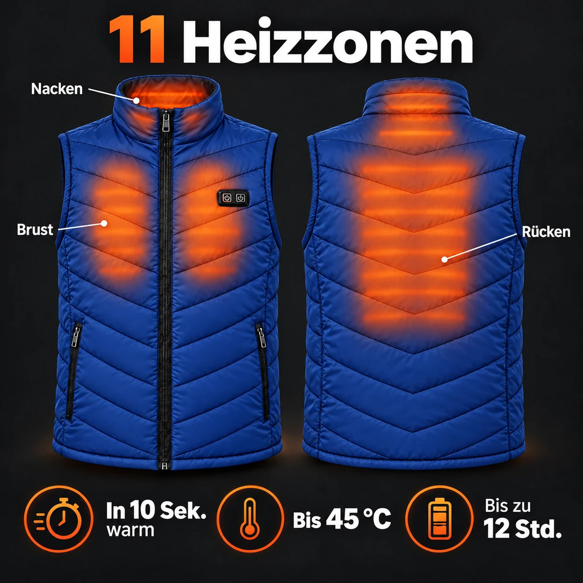 PyreFit Schattor en bleu – zones chauffantes