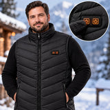 Veste chauffante sans manches unisexe grandes tailles PyreFit Schattor, gros plan sur le bouton de commande