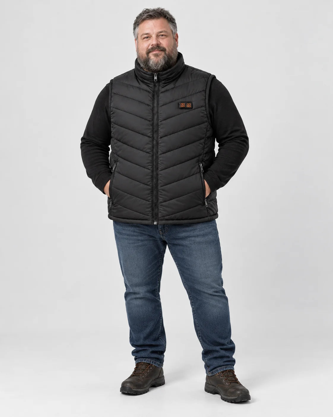 Veste chauffante sans manches unisexe grandes tailles PyreFit Schattor, vue en pied