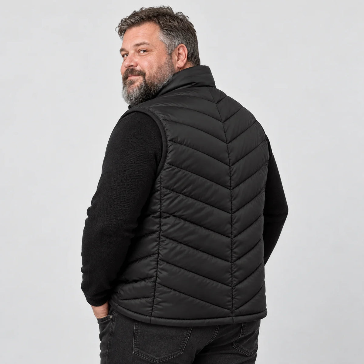 Veste chauffante sans manches unisexe grandes tailles PyreFit Schattor, vue de dos
