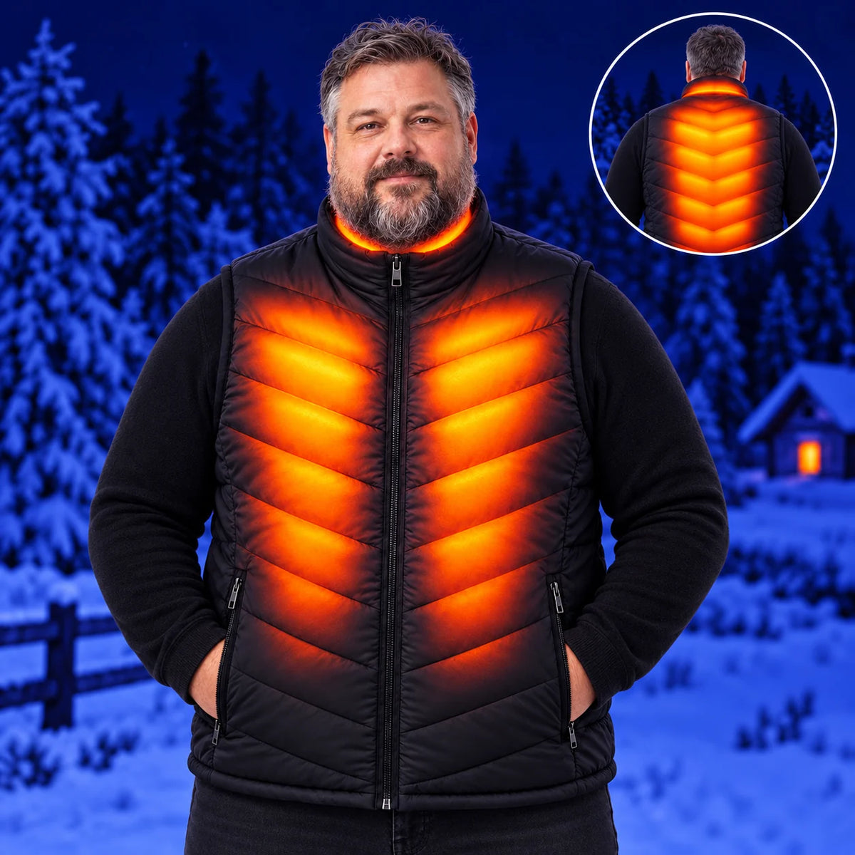 Veste chauffante sans manches unisexe grandes tailles PyreFit Schattor – chaleur à la poitrine, à la nuque et au dos