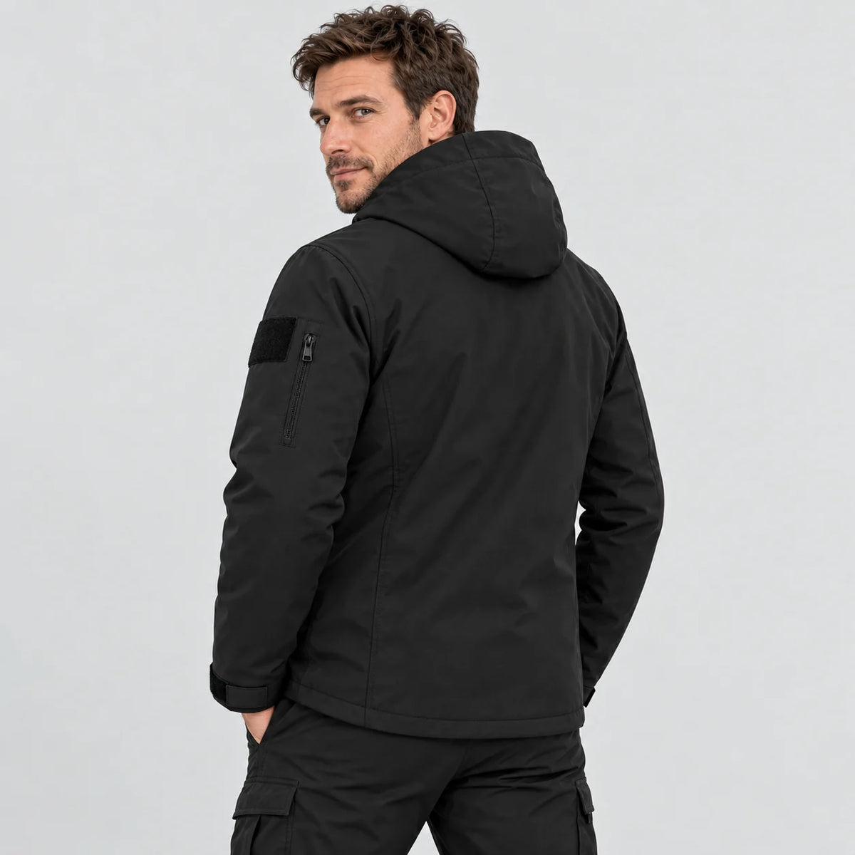 Heated everyday jacket PyreFit Summaro, back view