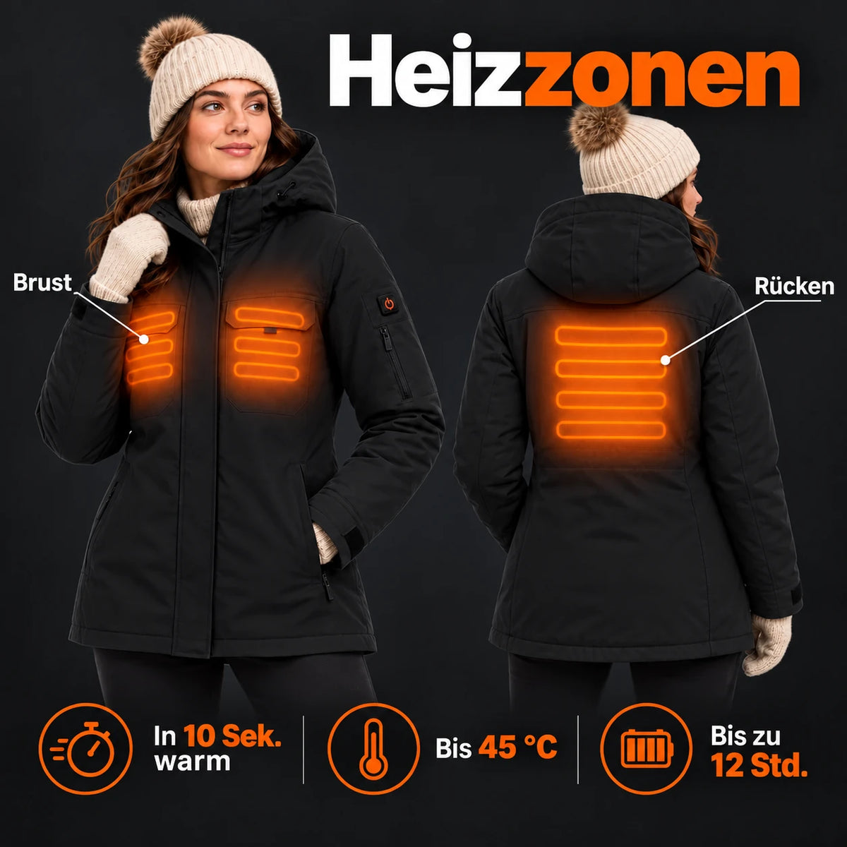 PyreFit Terrano en noir – zones chauffantes