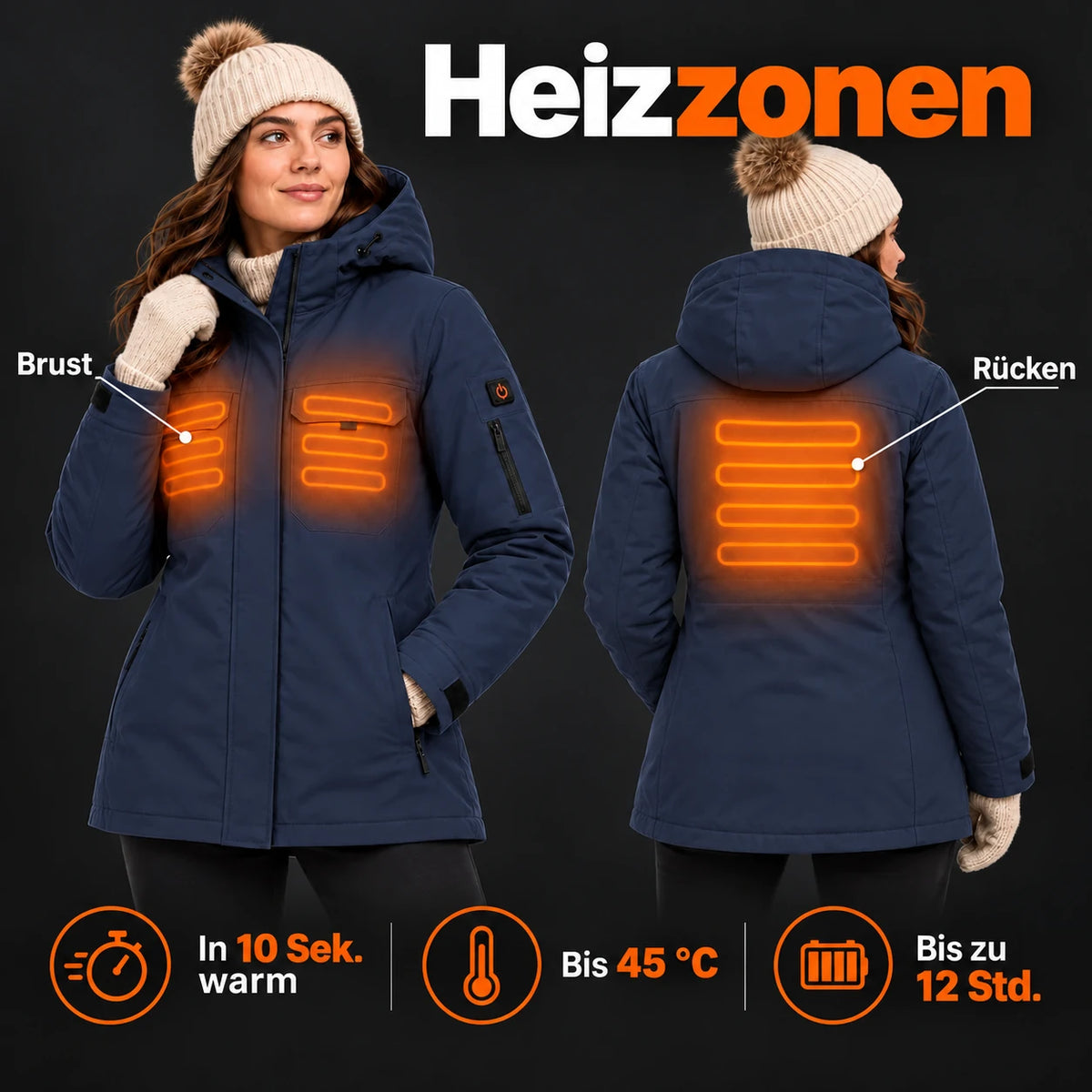 PyreFit Terrano en bleu marine – zones chauffantes