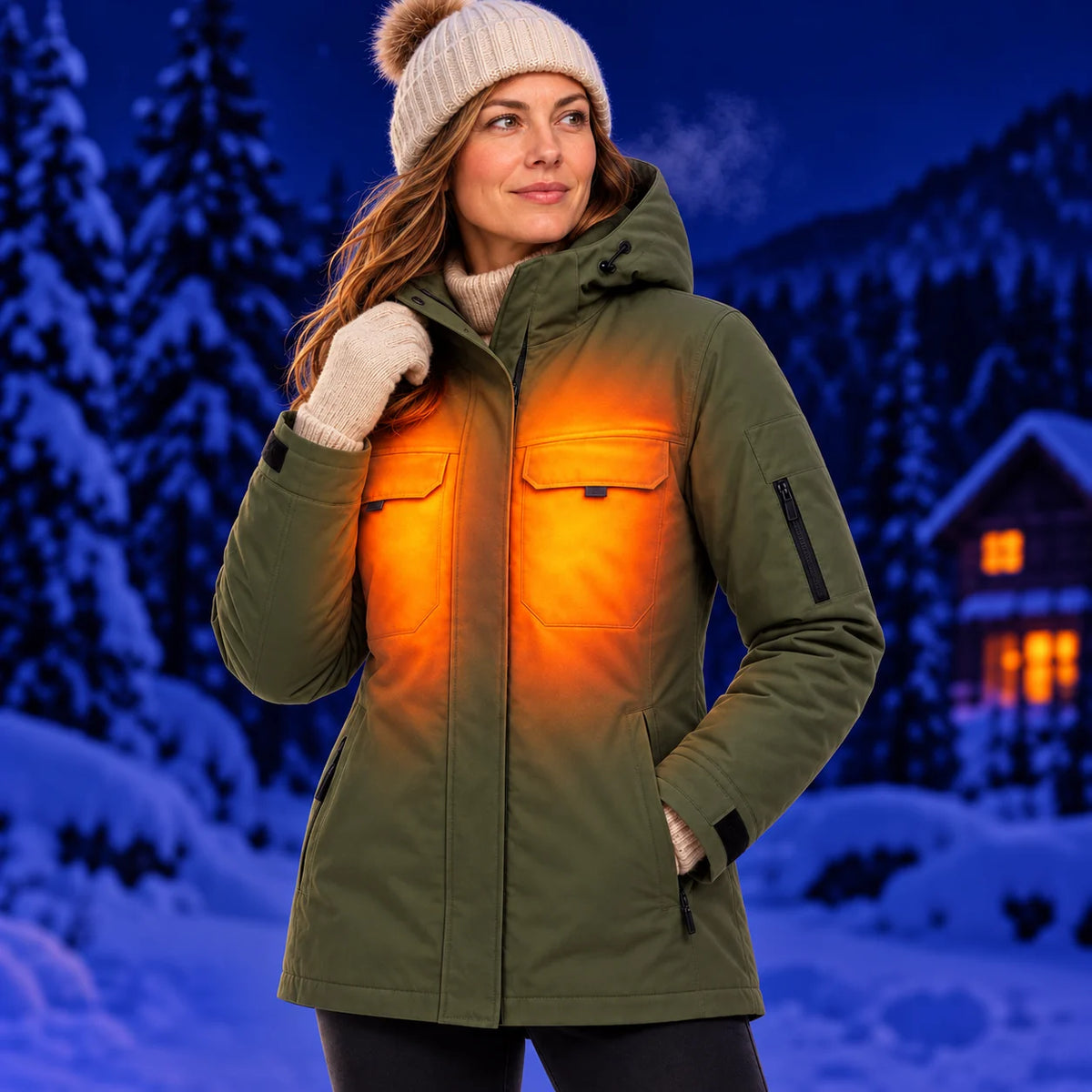 Parka chauffant pour femme PyreFit Terrano – chaleur à la poitrine et au dos