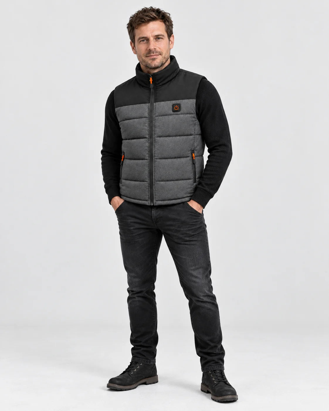 Veste chauffante sans manches unisexe PyreFit Trailon, vue en pied
