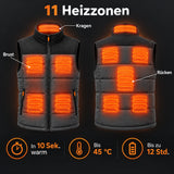 Veste chauffante sans manches unisexe PyreFit Trailon : 11 zones chauffantes à la poitrine, au dos et au col