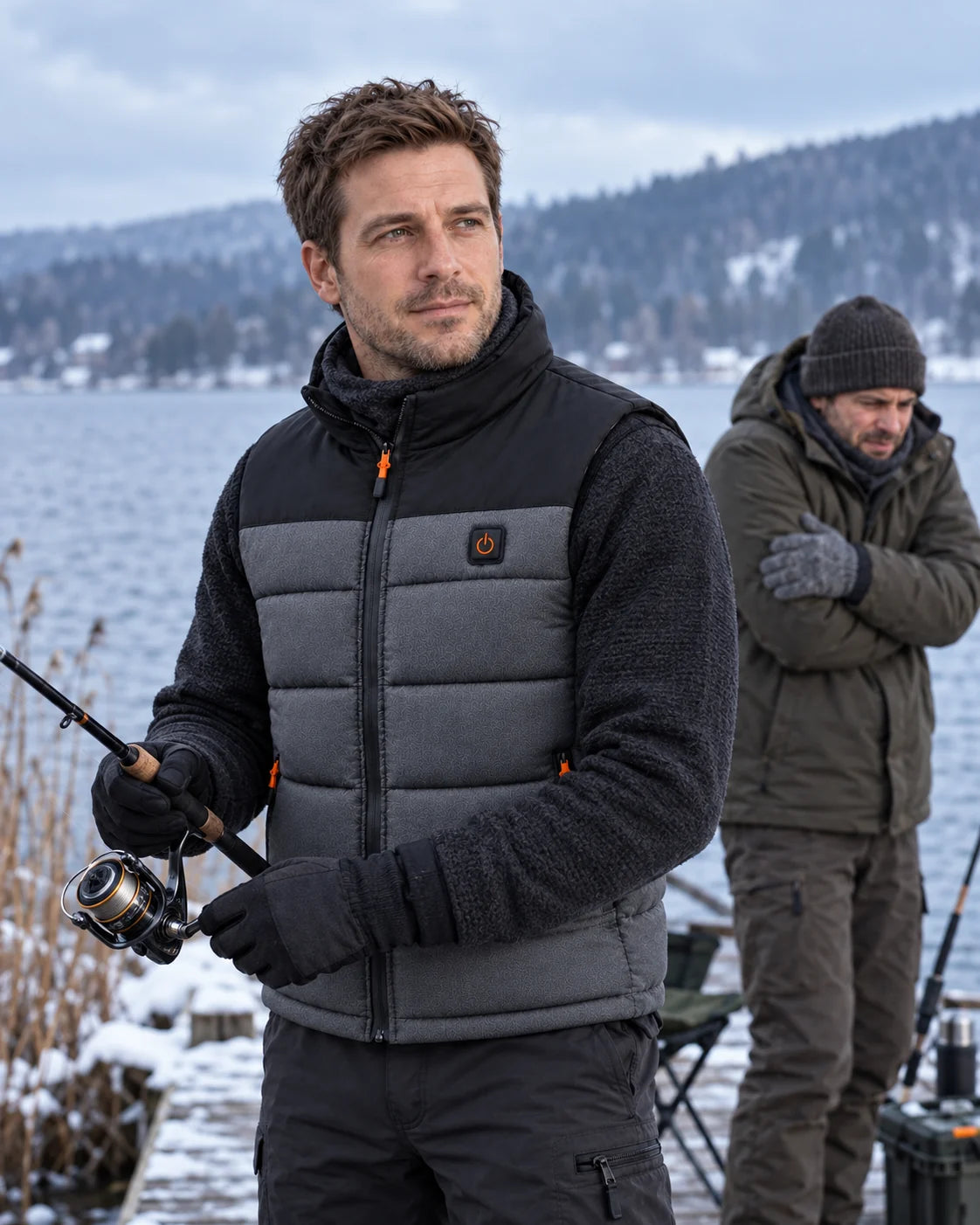 Veste chauffante sans manches unisexe PyreFit Trailon au quotidien en hiver : à la pêche