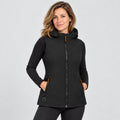 Women's heated hooded vest PyreFit Transitor, worn, front view