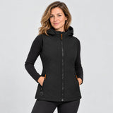 Women's heated hooded vest PyreFit Transitor, worn, front view