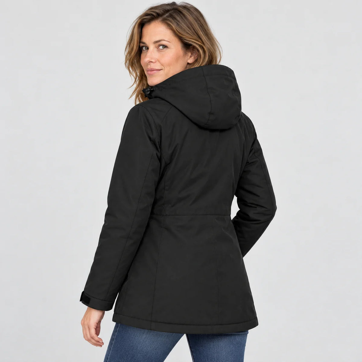 Women's heated parka PyreFit Traverso, back view