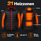 Manteau matelassé chauffant pour homme PyreFit Travina : 21 zones chauffantes à la nuque, au dos, au bas du dos et aux bras