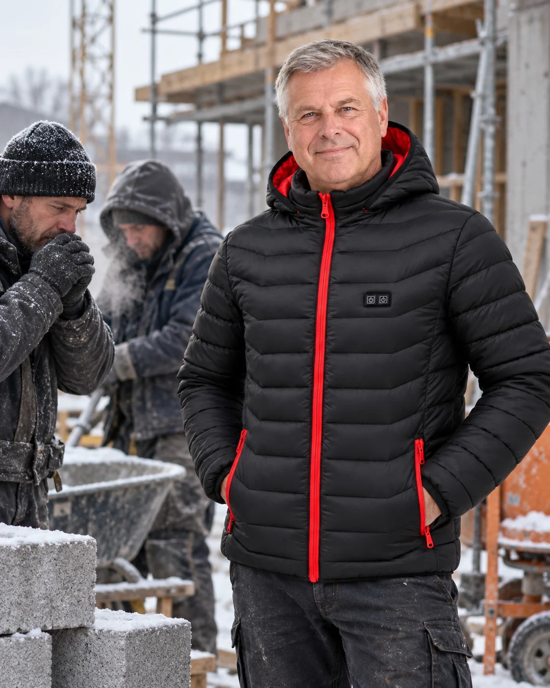 Manteau matelassé chauffant pour homme PyreFit Travina au quotidien en hiver : sur le chantier