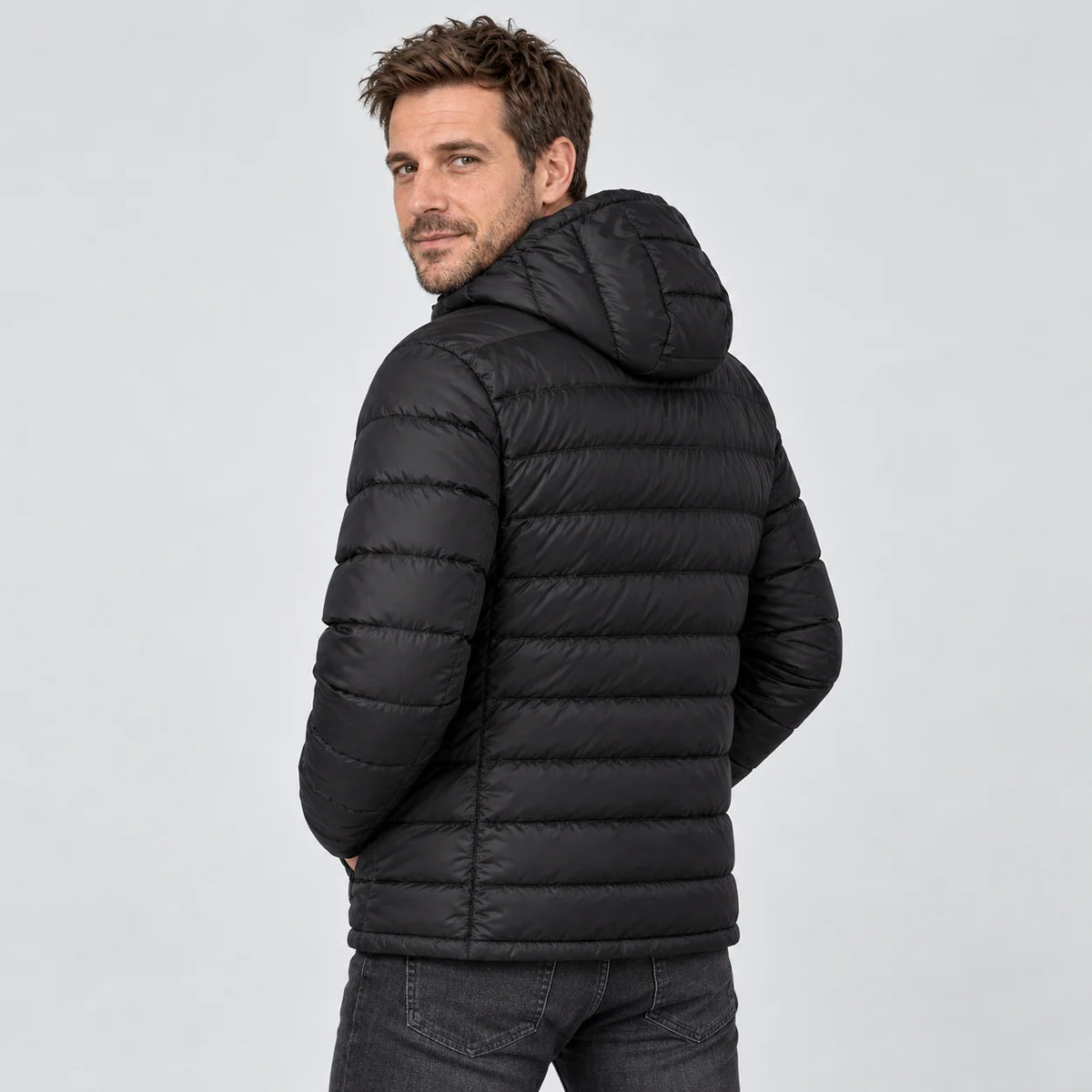 PyreFit heated puffer jacket – back view