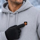 Heated hoodie PyreFit Velocor, control button close-up