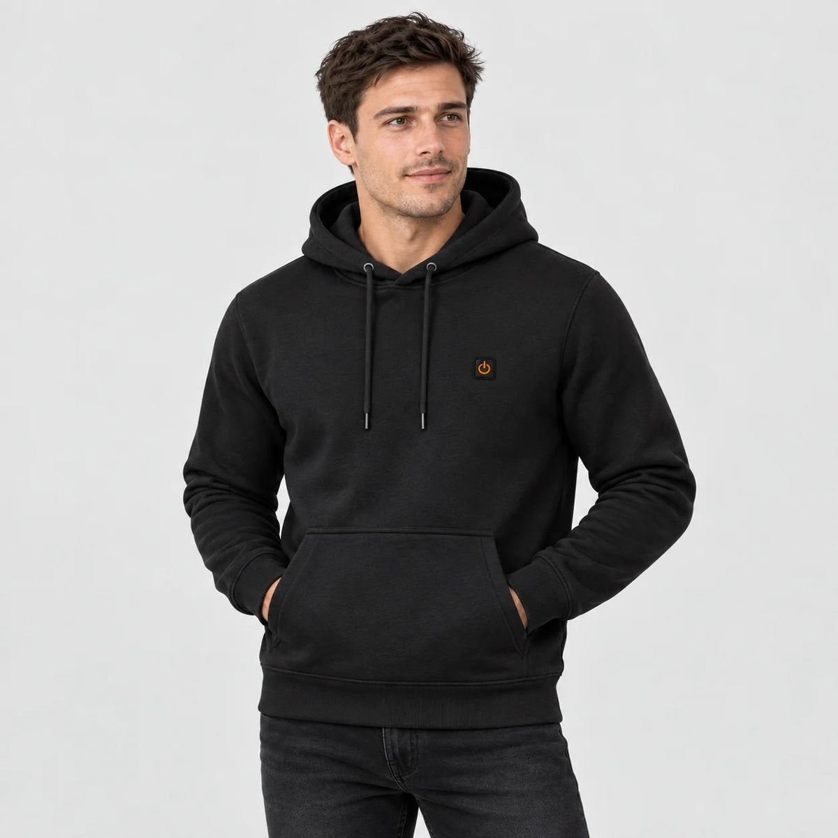Heated hoodie PyreFit Velocor in black, front view