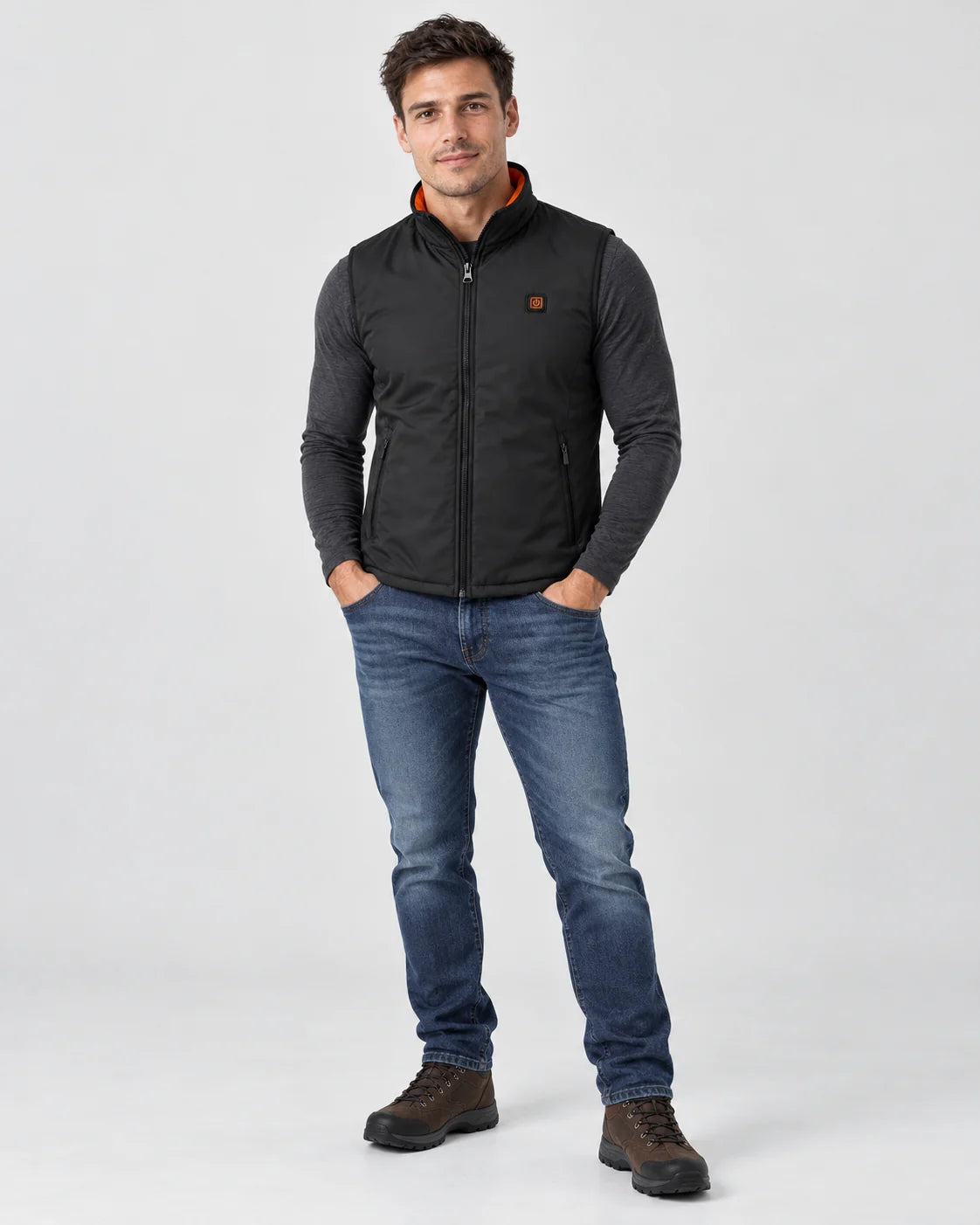 Veste chauffante sans manches sport pour homme PyreFit Ventaro, vue en pied