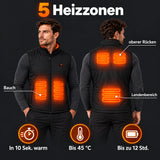 Veste chauffante sans manches sport pour homme PyreFit Ventaro : 5 zones chauffantes au ventre, au haut du dos et au bas du dos