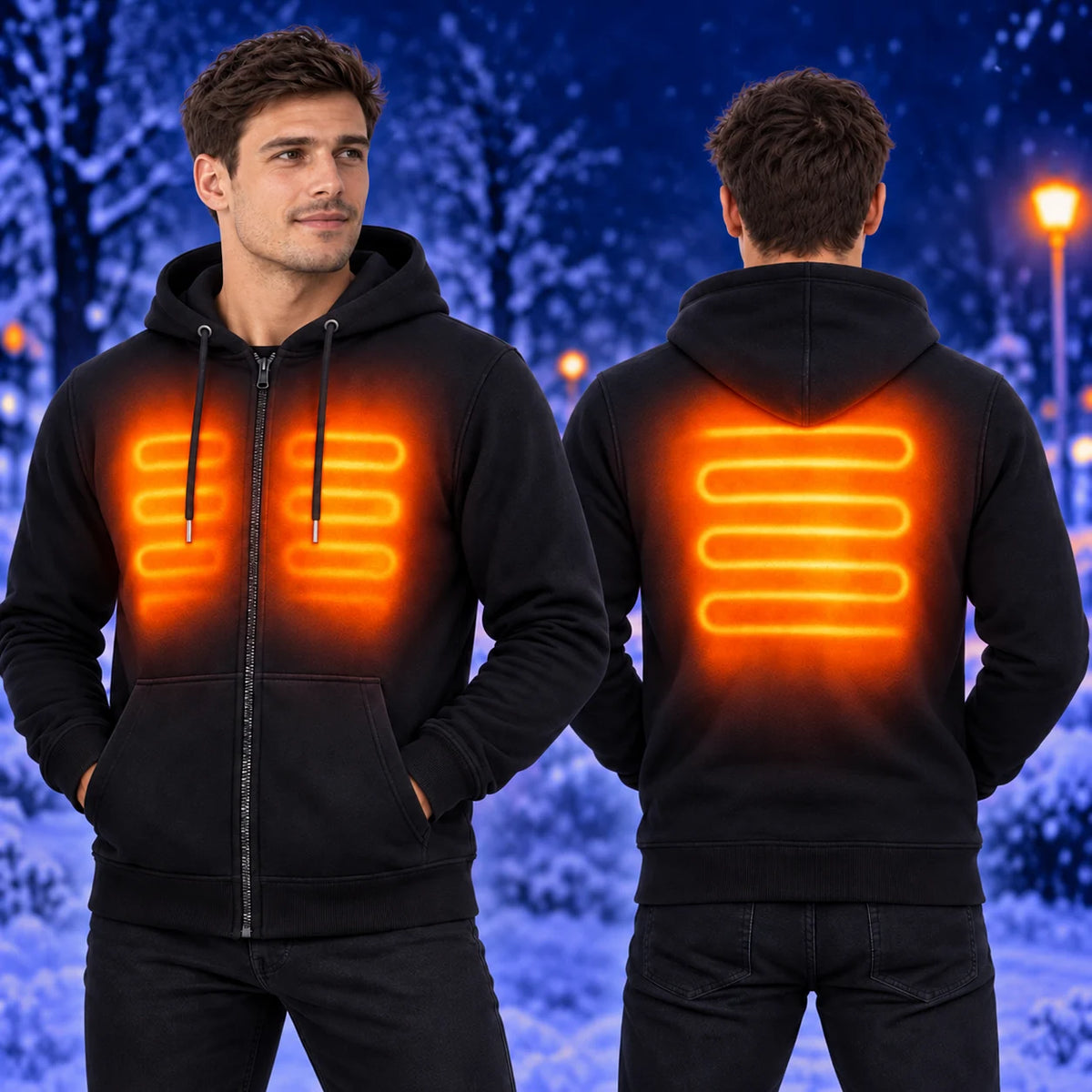 Men's heated zip hoodie PyreFit Voltor – warmth across the chest and back