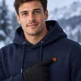 Men's heated hoodie PyreFit Zippa, control button close-up