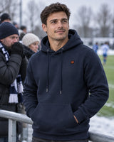 Men's heated hoodie PyreFit Zippa on a winter day: at the soccer game