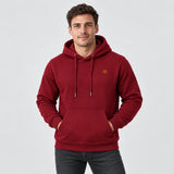 Men's heated hoodie PyreFit Zippa in burgundy, front view