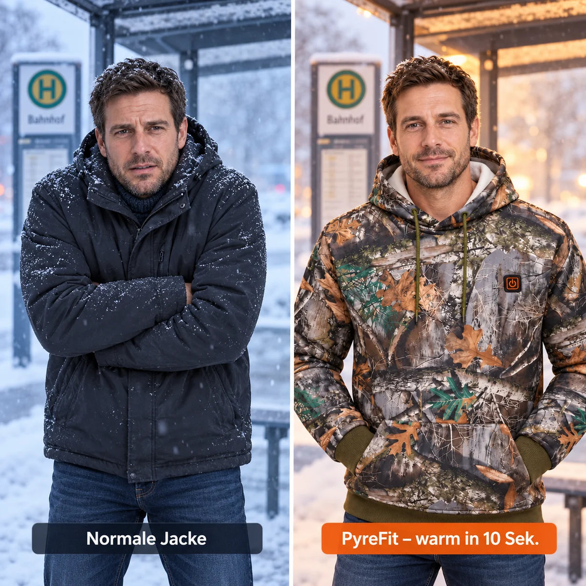 Comparison: regular winter jacket and Zippo with heating
