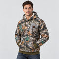 Heated forest camo hoodie PyreFit Zippo, worn, front view