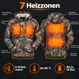 Heated forest camo hoodie PyreFit Zippo: 7 heating zones across the chest and back