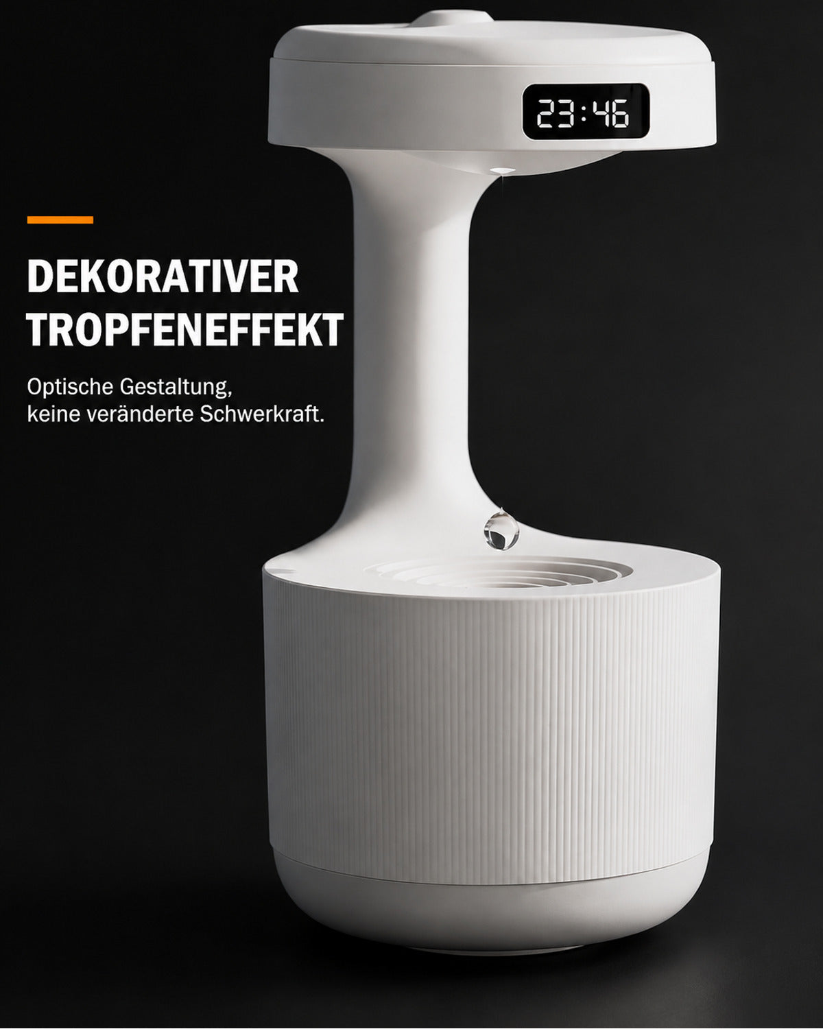 Humidifier with raindrop effect and LED clock – product view 5