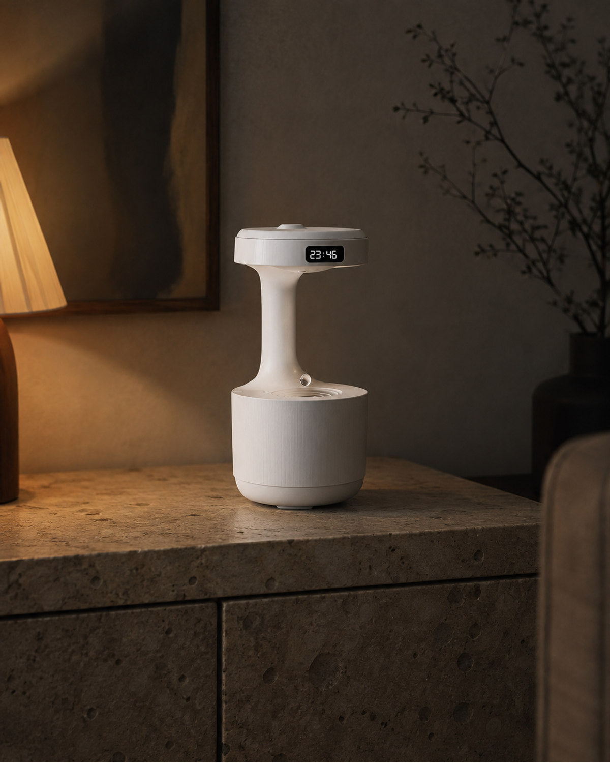 Humidifier with raindrop effect and LED clock – product view 8