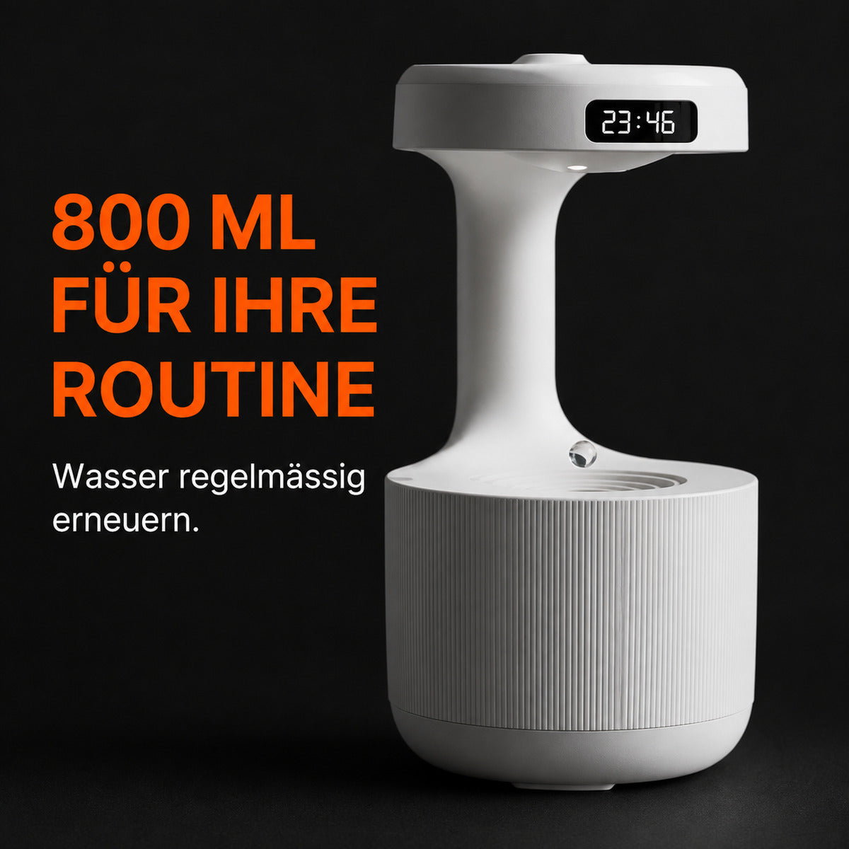 Humidifier with droplet effect and LED clock – detail view 2