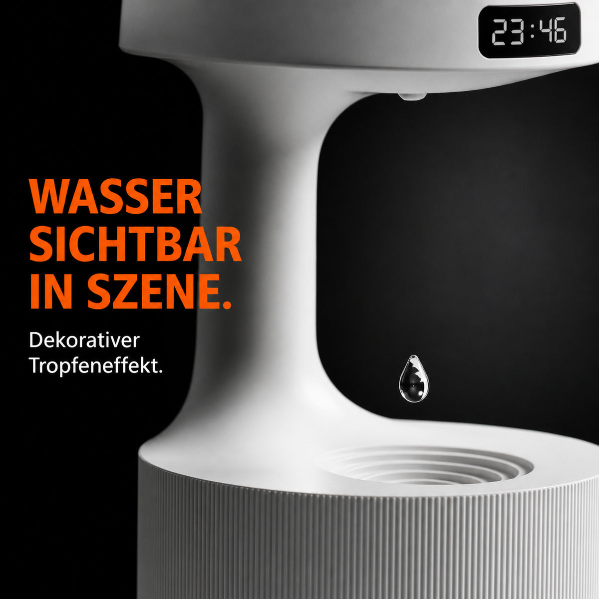 Humidifier with droplet effect and LED clock – detail view 4