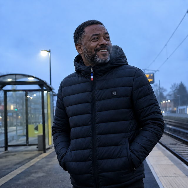Thierry L. wearing the heated winter jacket