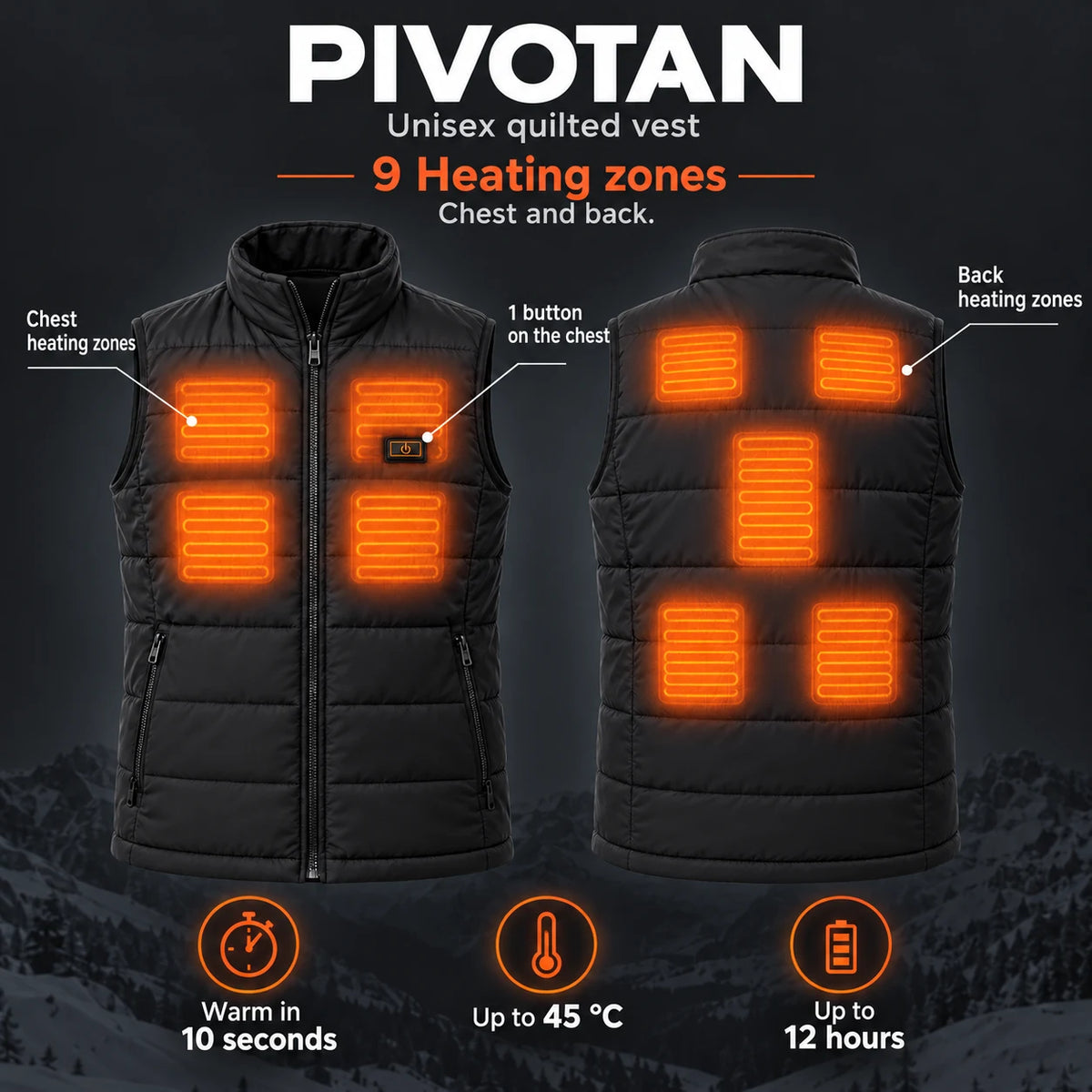 PyreFit Pivotan – Unisex Heated Puffer Vest