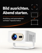 Mini projector – line up the picture. Start the evening.