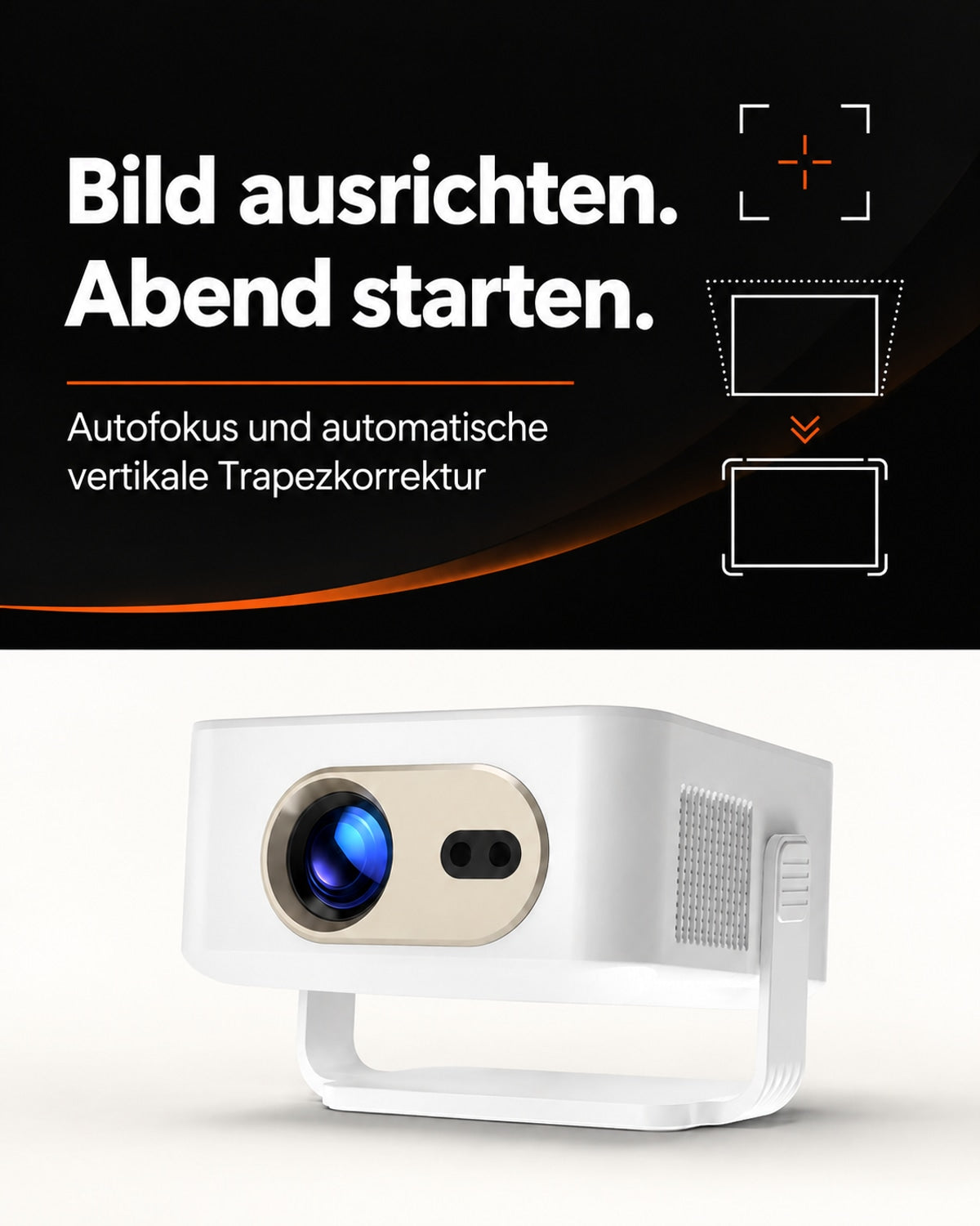 Mini projector – line up the picture. Start the evening.
