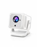 Mini projecteur blanc à façade argentée