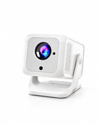 Mini projecteur blanc à façade argentée