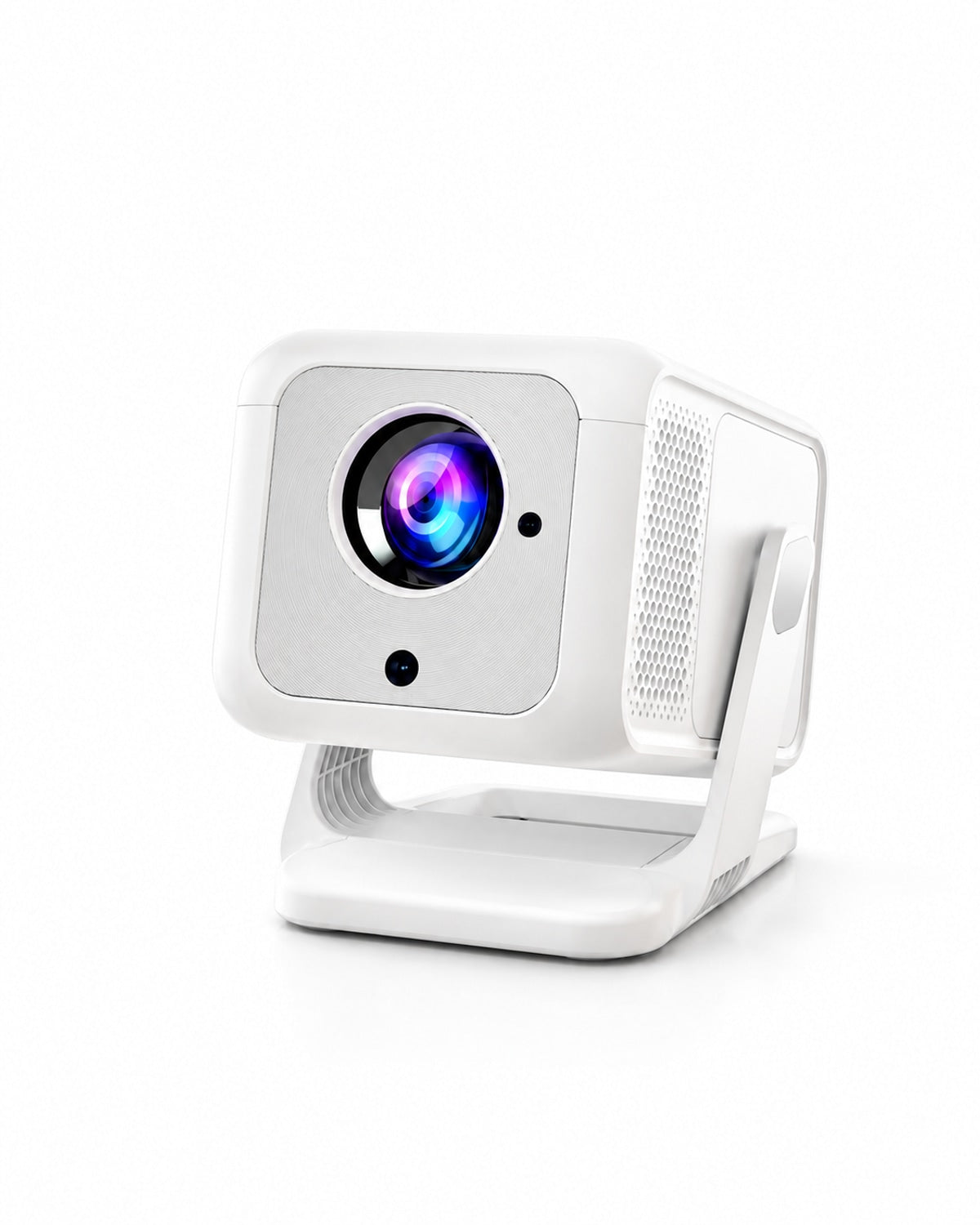 Mini projector in white with silver front
