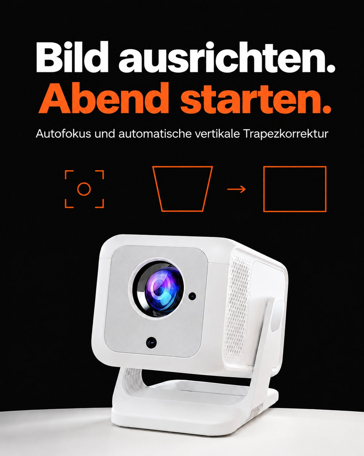 Mini projector – line up the picture. Start the evening.