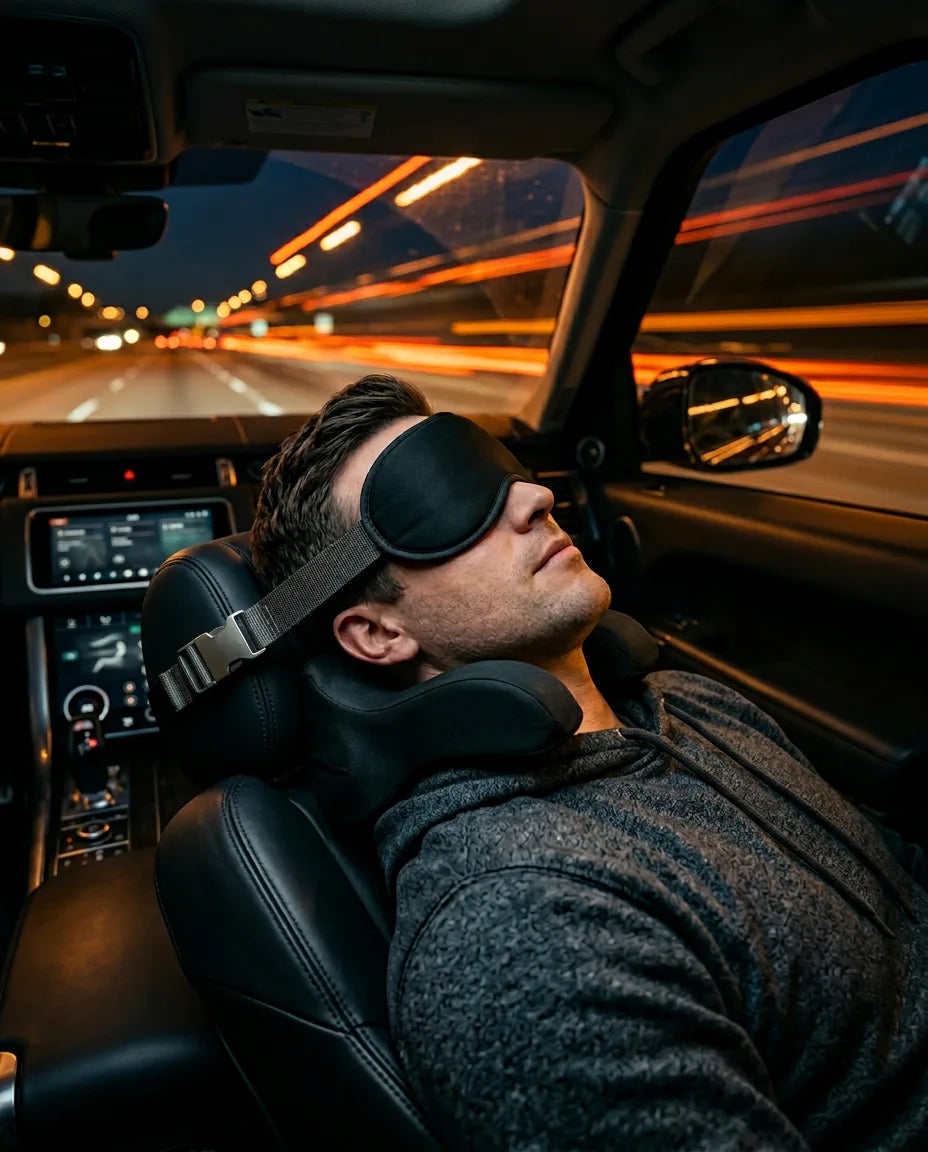 Travel pillow with all-round support and sleep mask – restful sleep on the go – product image 10